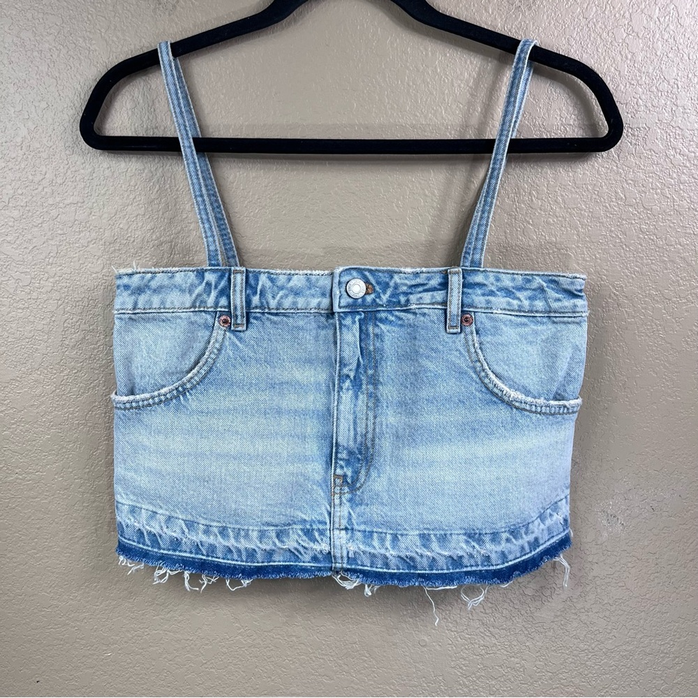 Zara cropped denim tank top. - Picture 3 of 7